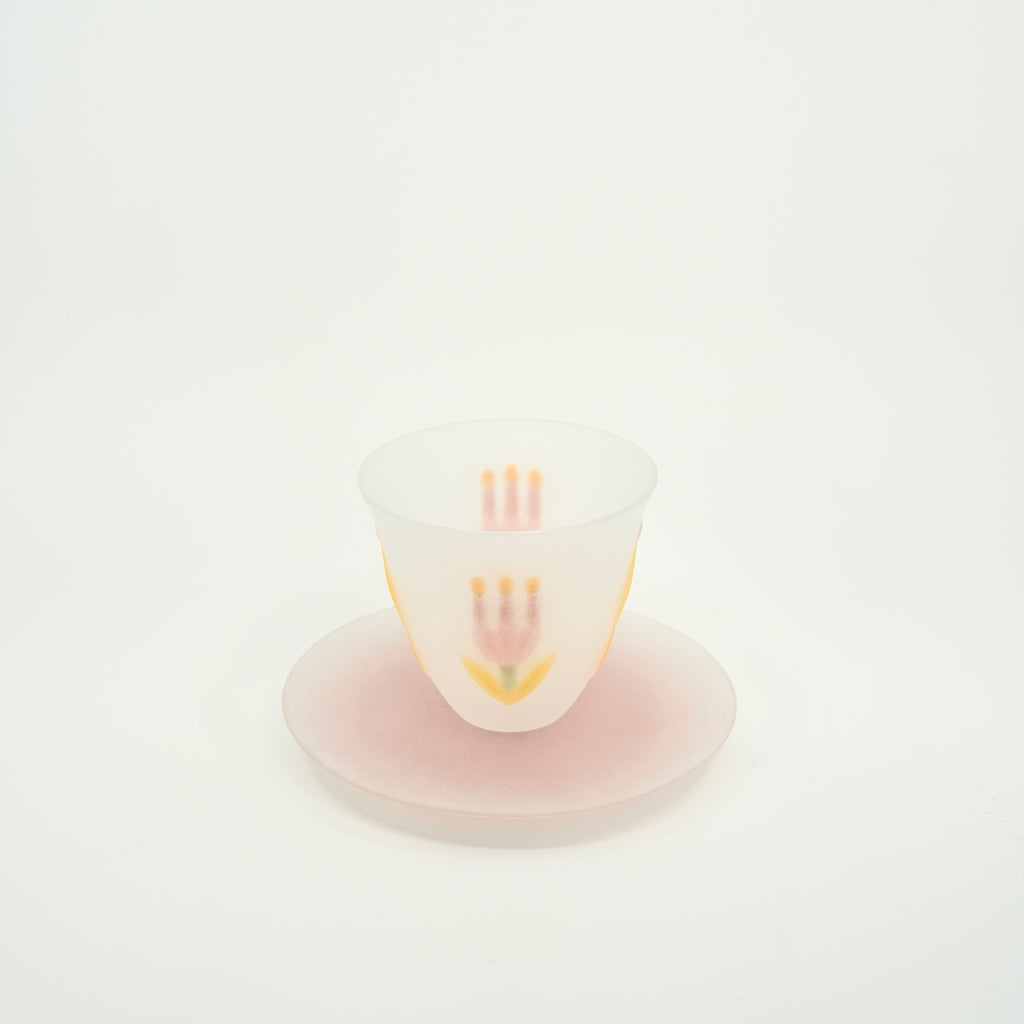 Floral Relief Glass Cup