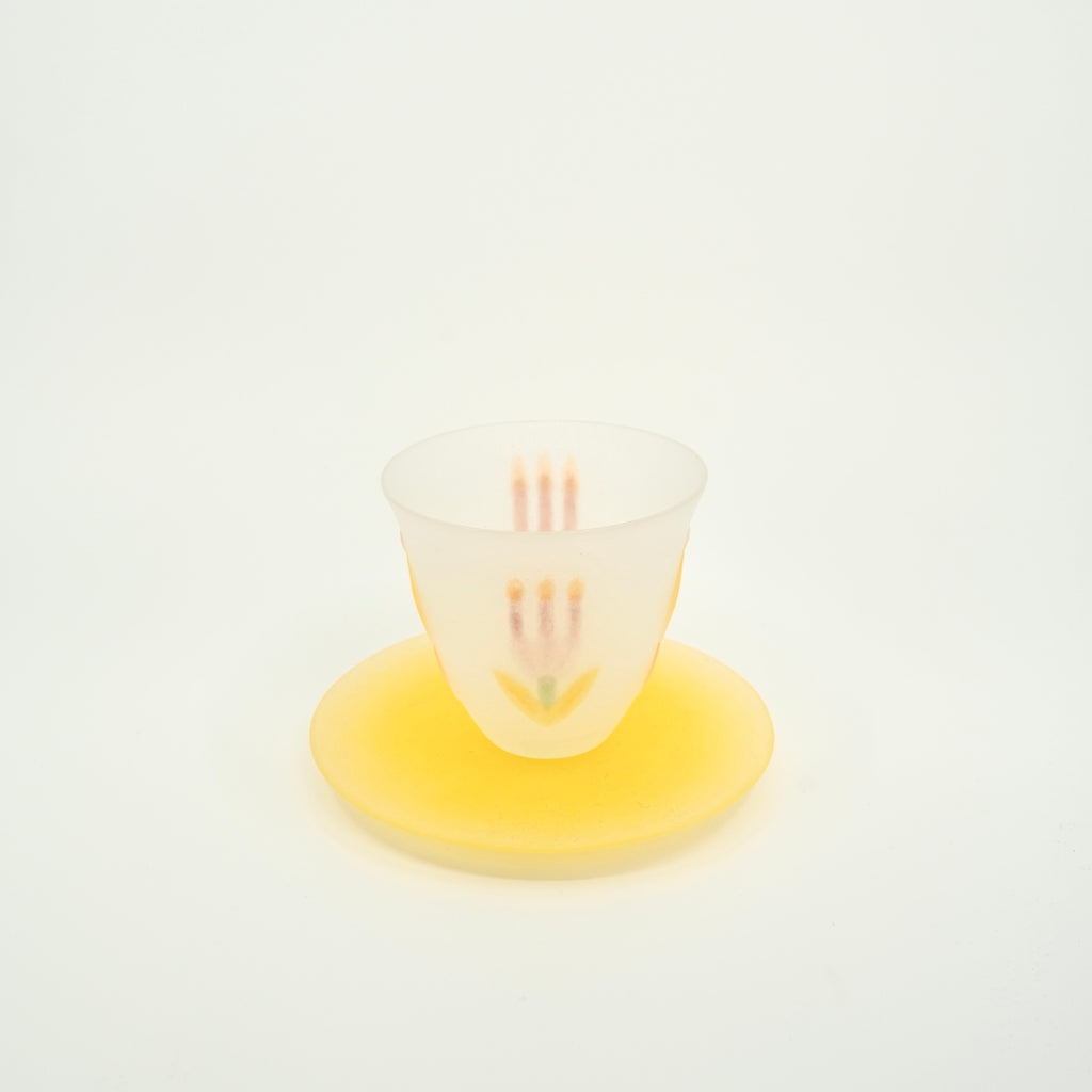 Floral Relief Glass Cup
