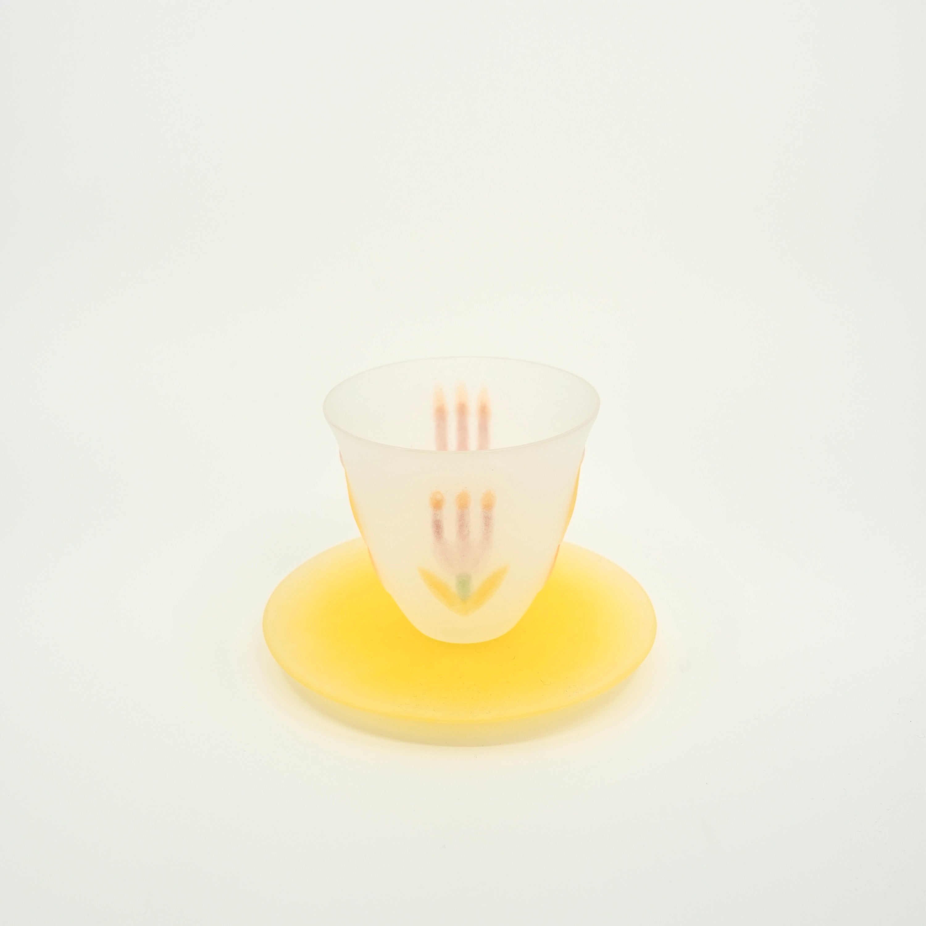 Floral Relief Glass Cup