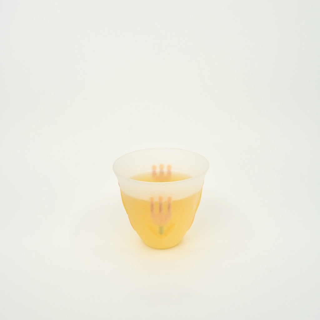 Floral Relief Glass Cup