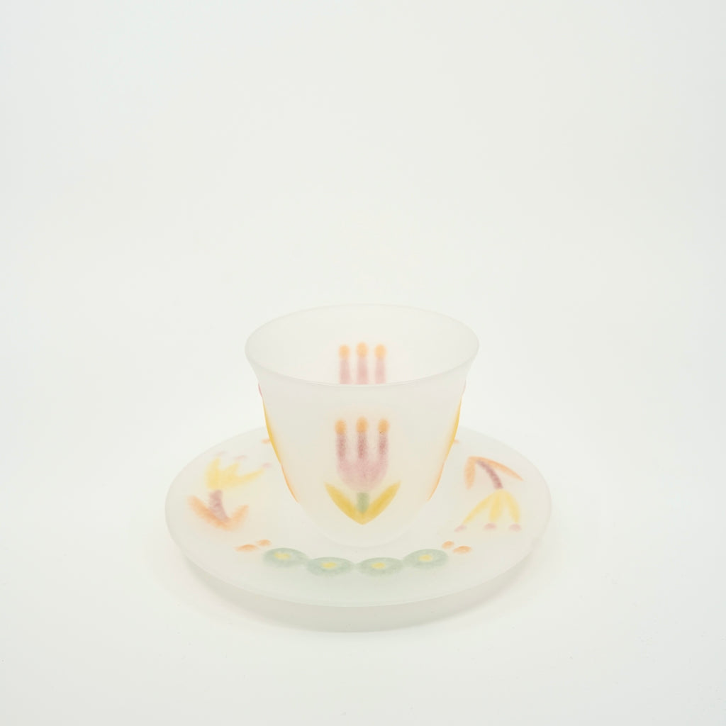 Floral Relief Glass Cup