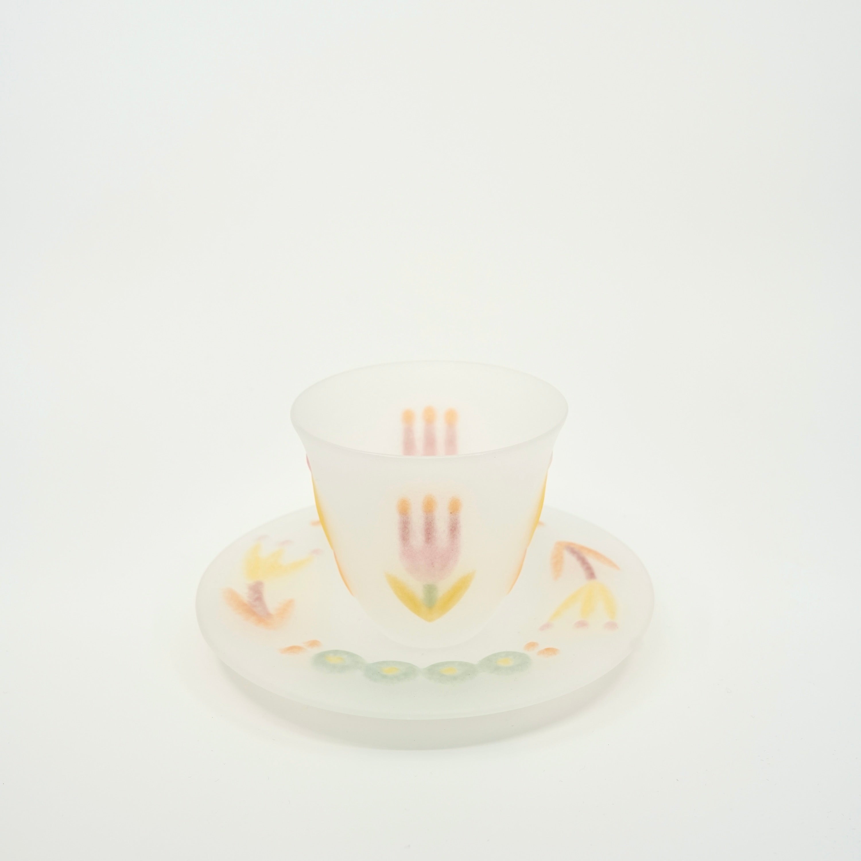 Floral Relief Glass Cup