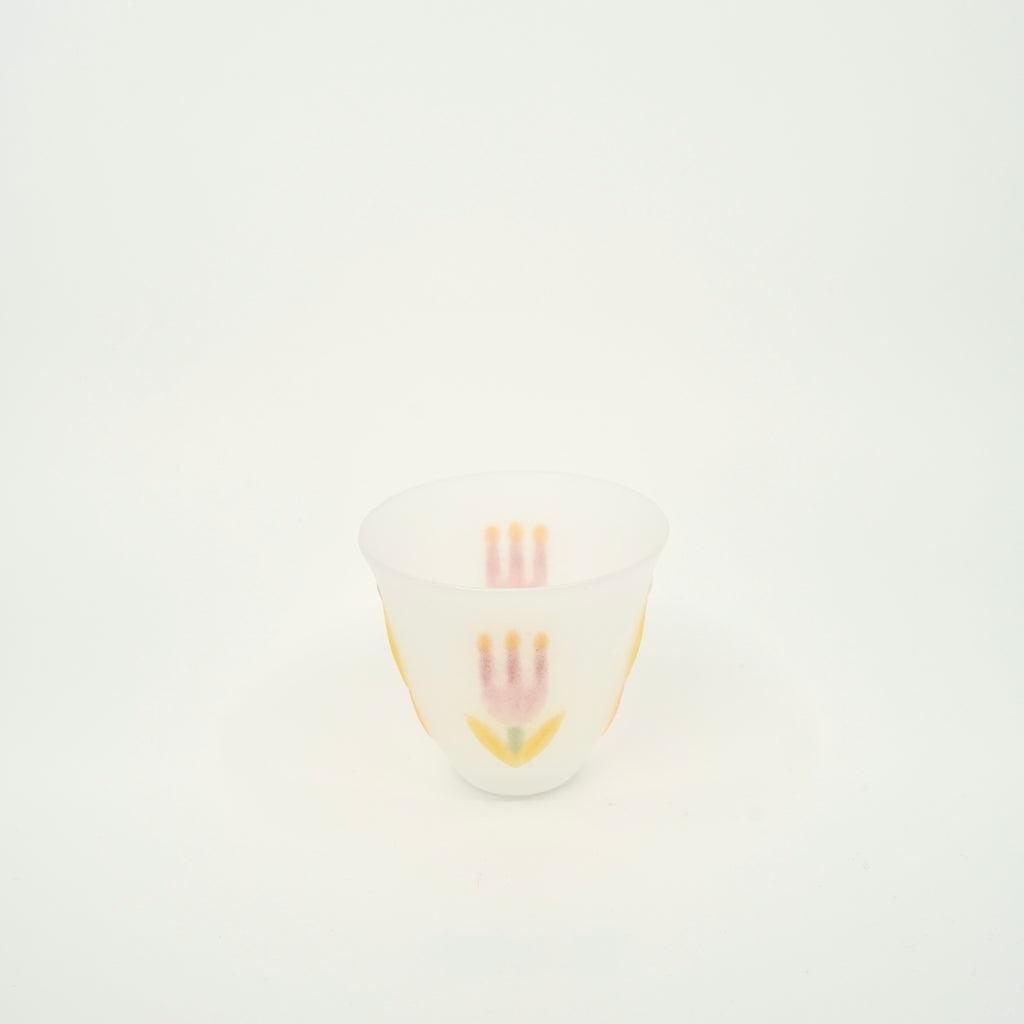 Floral Relief Glass Cup