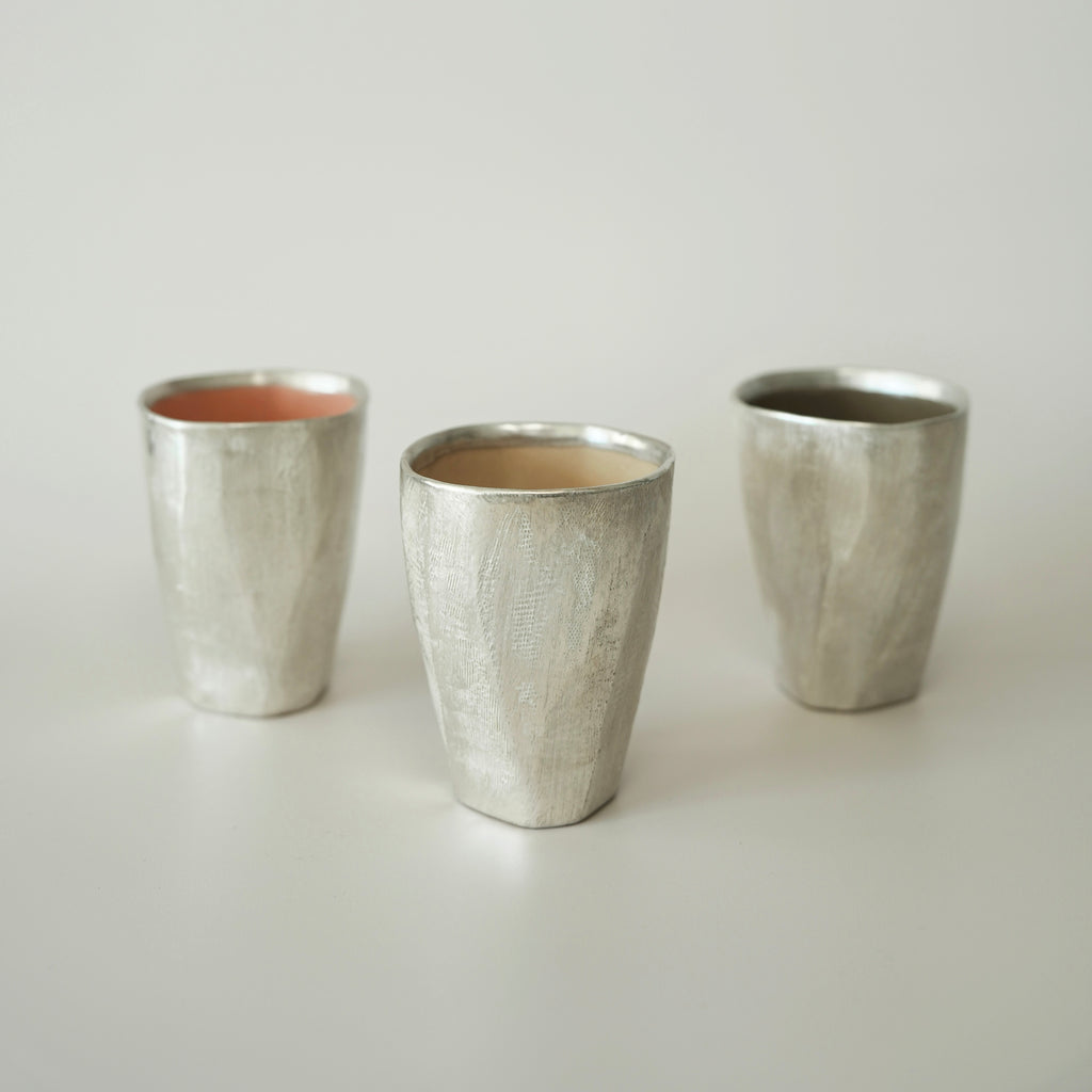 Tall Faceted Cup - Beige