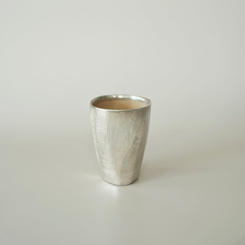 Tall Faceted Cup - Beige