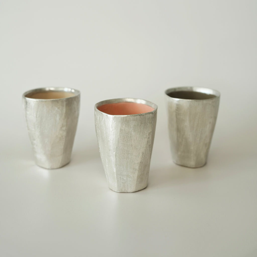 Tall Faceted Cup - Pink/Blue