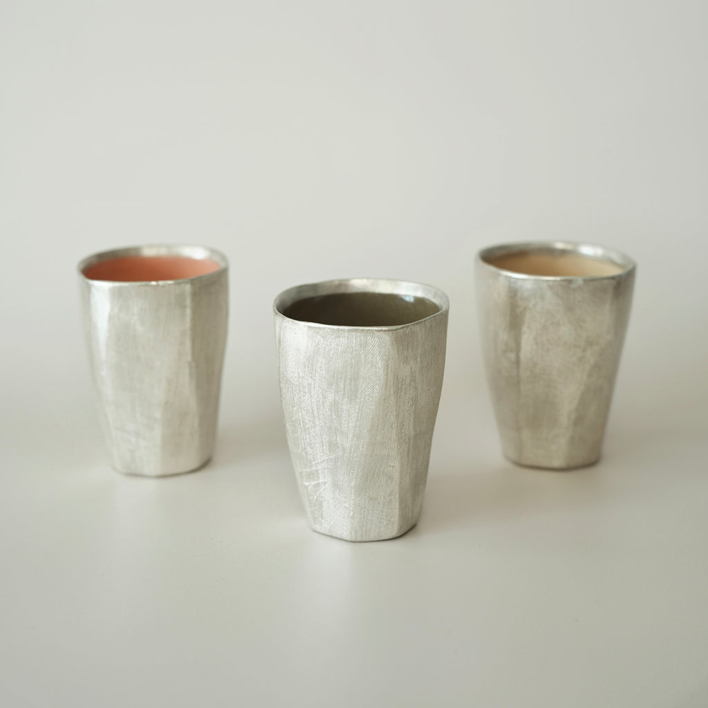 Tall Faceted Cup - Olive Green