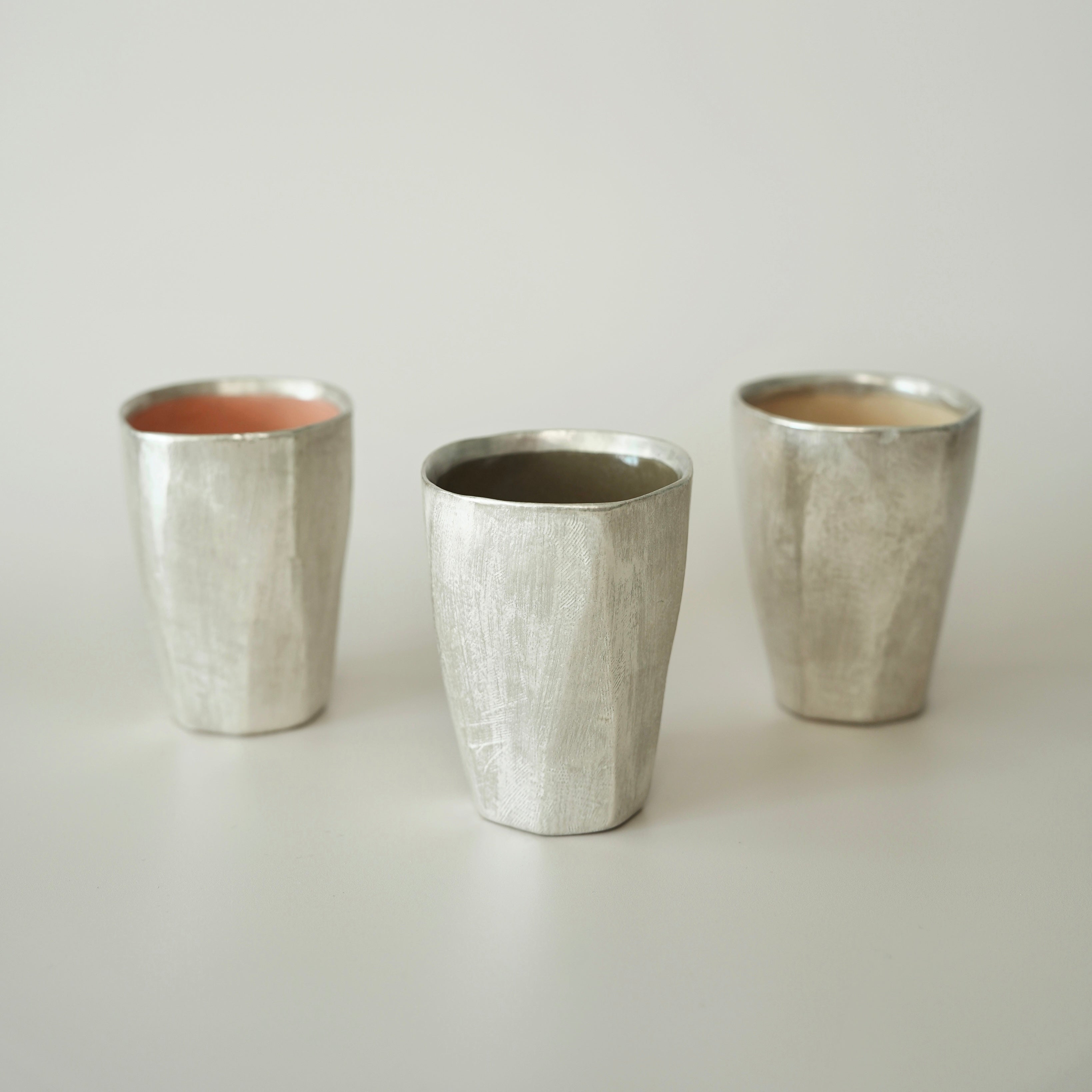 Tall Faceted Cup - Olive Green