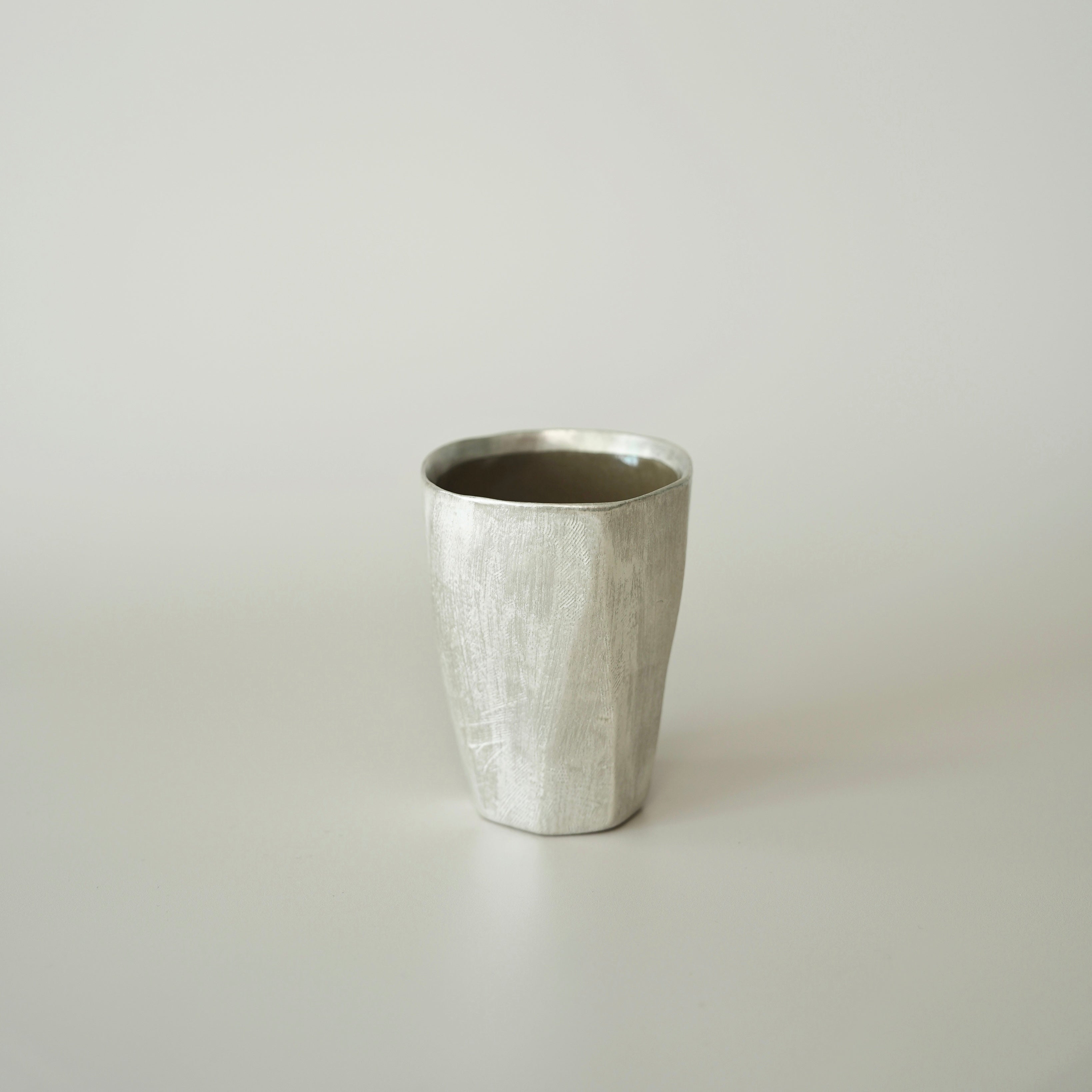 Tall Faceted Cup - Olive Green
