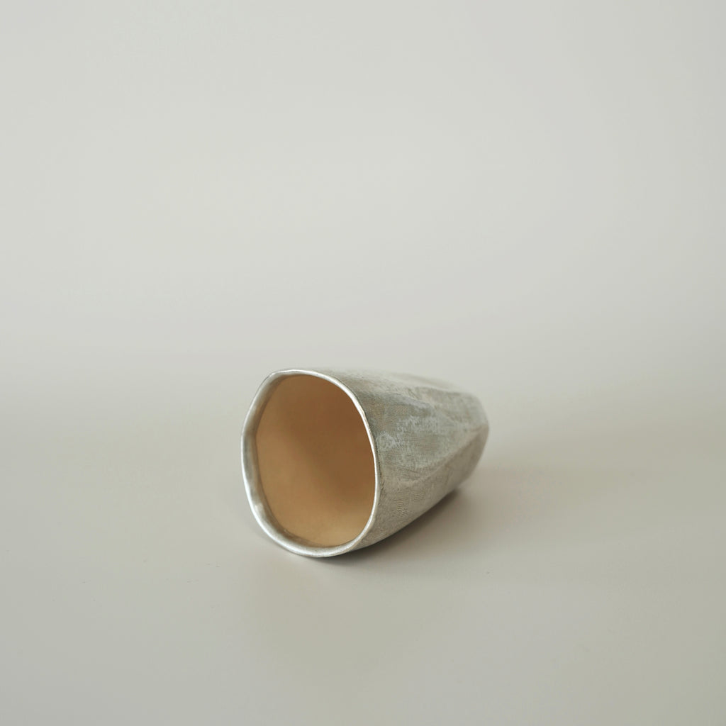 Tall Faceted Cup - Beige